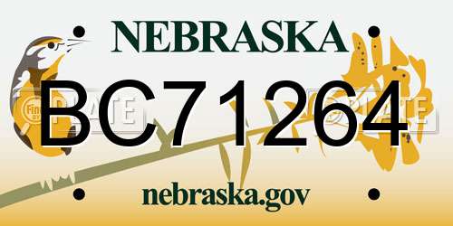 BC71264 Nebraska License Plate