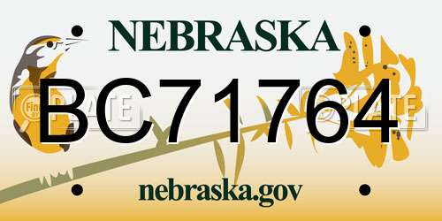 BC71764 Nebraska License Plate