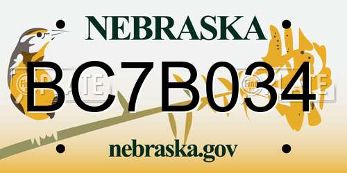 BC7B034 Nebraska License Plate