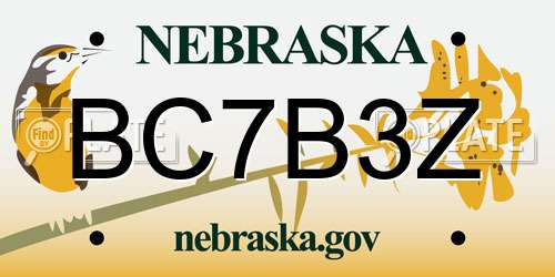 BC7B3Z Nebraska License Plate