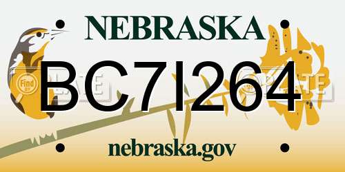 BC7I264 Nebraska License Plate