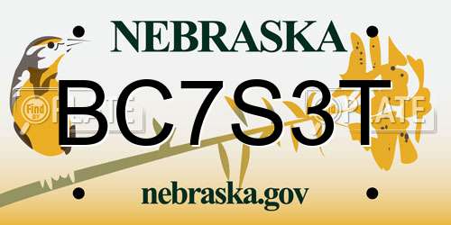 BC7S3T Nebraska License Plate