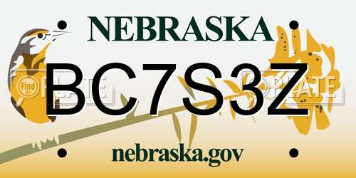 BC7S3Z Nebraska License Plate