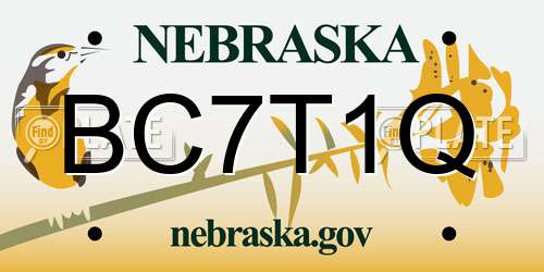BC7T1Q Nebraska License Plate