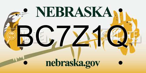 BC7Z1Q Nebraska License Plate