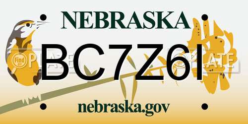 BC7Z6I Nebraska License Plate