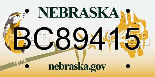 BC89415 Nebraska License Plate