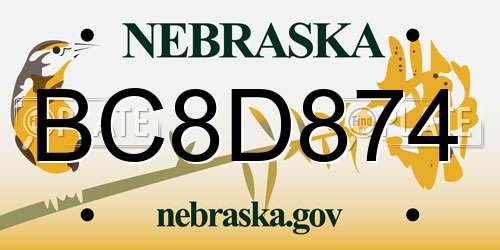BC8D874 Nebraska License Plate