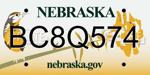 BC8Q574 Nebraska License Plate