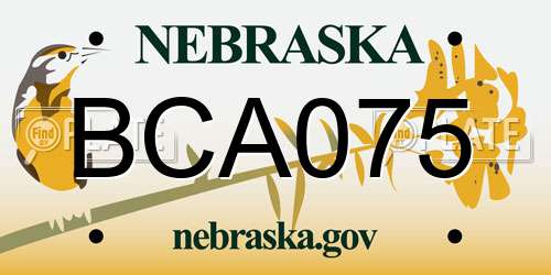 BCA075 Nebraska License Plate