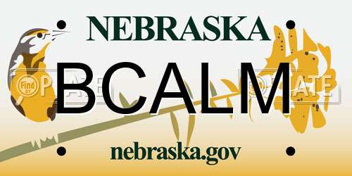 BCALM Nebraska License Plate