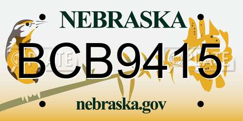 BCB9415 Nebraska License Plate