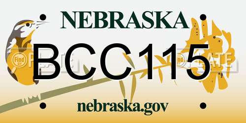 BCC115 Nebraska License Plate