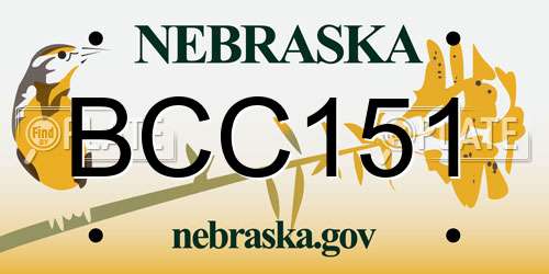 BCC151 Nebraska License Plate