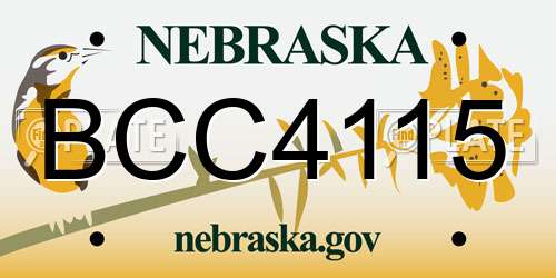 BCC4115 Nebraska License Plate