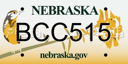 BCC515 Nebraska License Plate