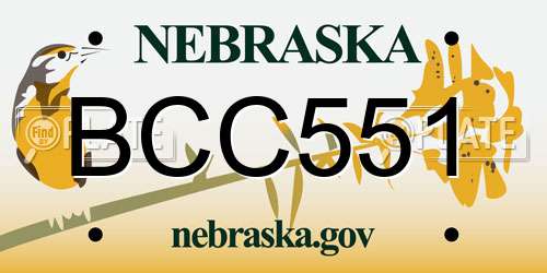 BCC551 Nebraska License Plate