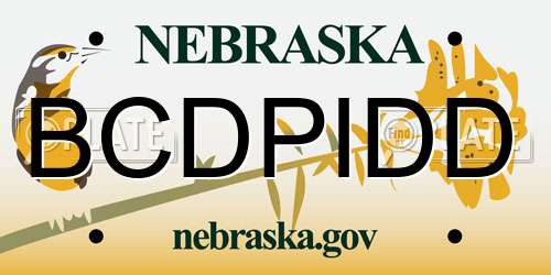BCDPIDD Nebraska License Plate