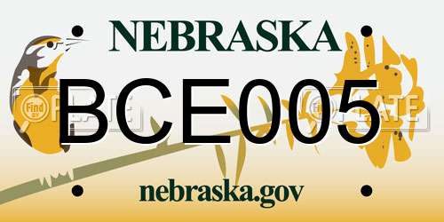 BCE005 Nebraska License Plate