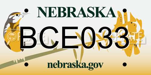 BCE033 Nebraska License Plate