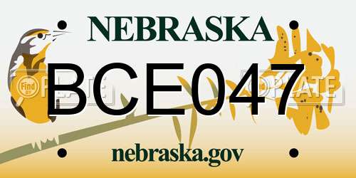 BCE047 Nebraska License Plate