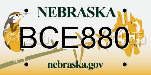 BCE880 Nebraska License Plate