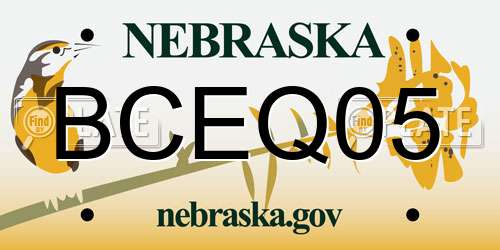 BCEQ05 Nebraska License Plate