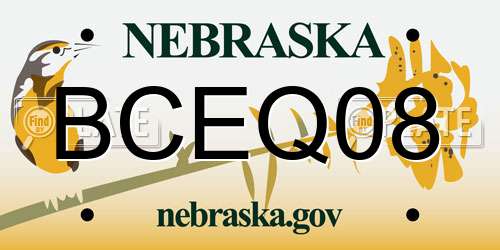 BCEQ08 Nebraska License Plate