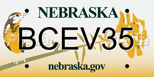 BCEV35 Nebraska License Plate