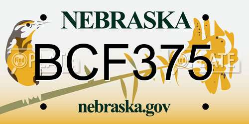 BCF375 Nebraska License Plate