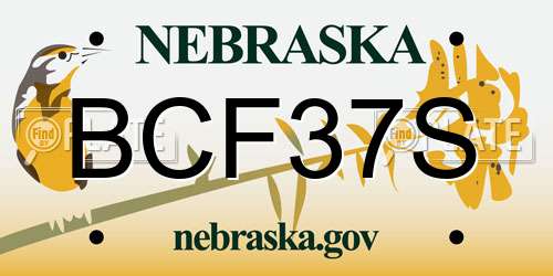 BCF37S Nebraska License Plate