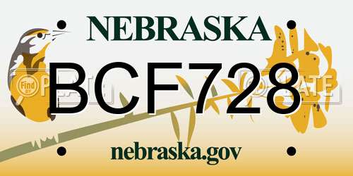 BCF728 Nebraska License Plate