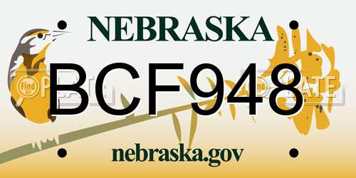 BCF948 Nebraska License Plate