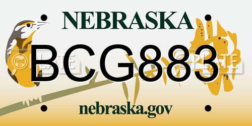 BCG883 Nebraska License Plate