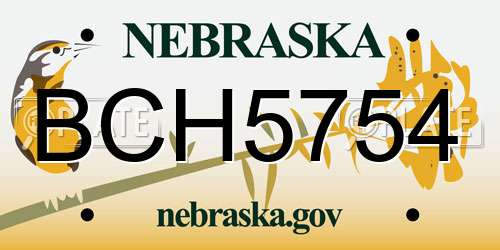 BCH5754 Nebraska License Plate
