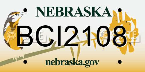 BCI2108 Nebraska License Plate