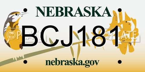 BCJ181 Nebraska License Plate