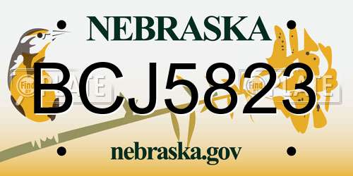 BCJ5823 Nebraska License Plate