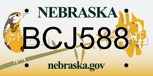BCJ588 Nebraska License Plate