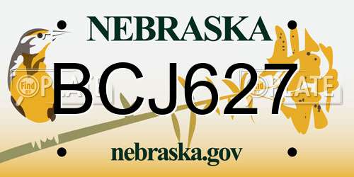 BCJ627 Nebraska License Plate