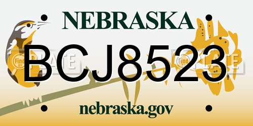 BCJ8523 Nebraska License Plate