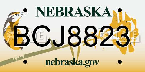 BCJ8823 Nebraska License Plate
