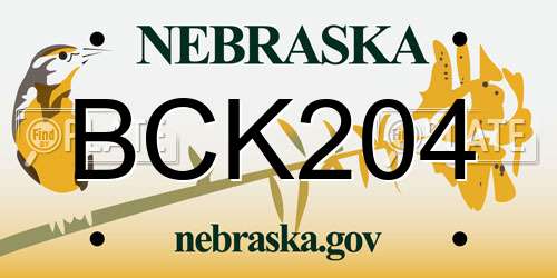 BCK204 Nebraska License Plate