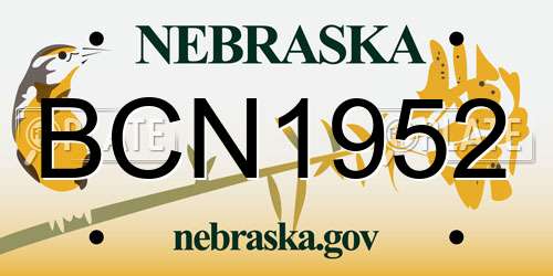 BCN1952 Nebraska License Plate