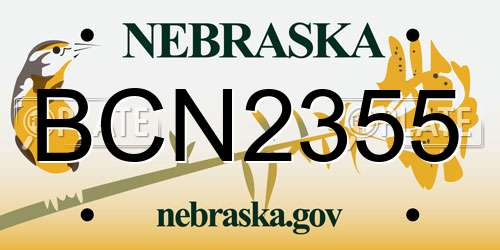 BCN2355 Nebraska License Plate