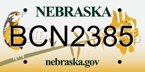 BCN2385 Nebraska License Plate