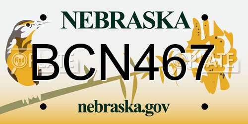 BCN467 Nebraska License Plate