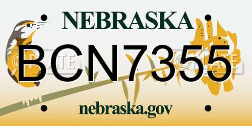 BCN7355 Nebraska License Plate