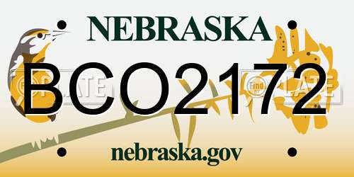 BCO2172 Nebraska License Plate