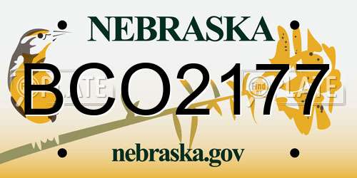 BCO2177 Nebraska License Plate